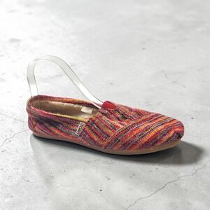 TOMS Womens Alpargata Multi Color Space Dye Knit Faux Shearling Slip On Flats 9W